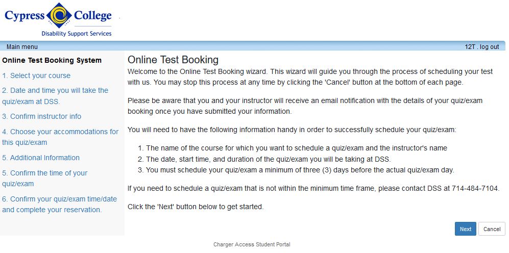 Image of test booking 1 step