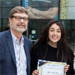 Scholarship recipient and professor