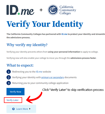 ID.me verification screenshot
