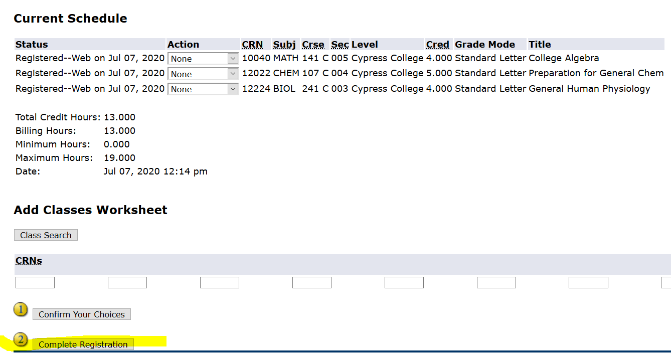 Screenshot of myGateway page with "Complete Registration" box highlighted