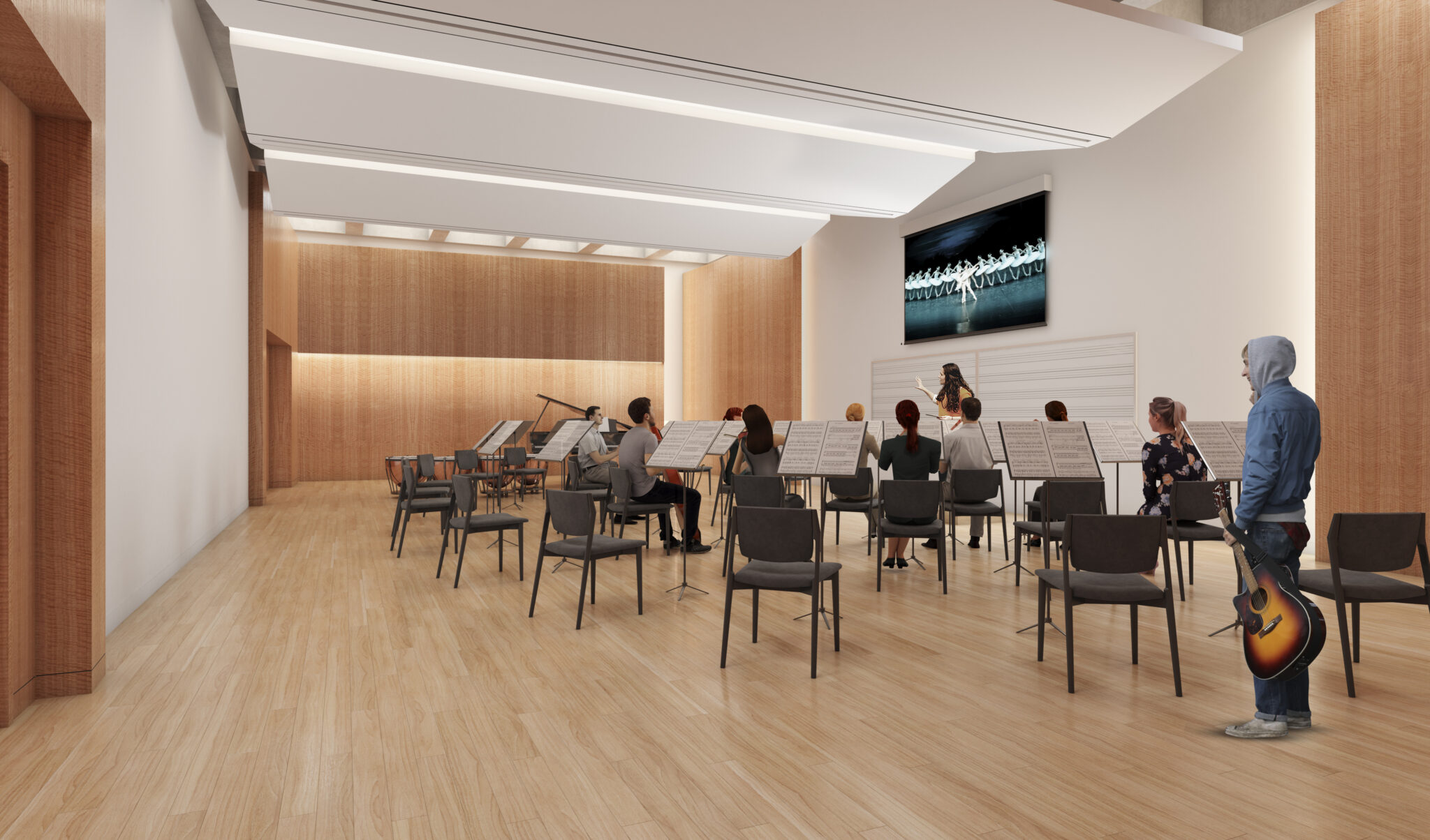 Rendering of Fine Arts Building interior classroom