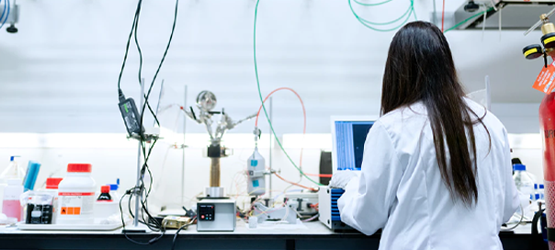 Student working in a lab