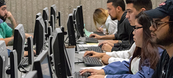 Students working at computers