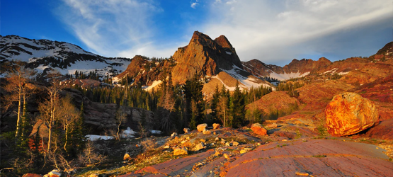 Land, rocks, mountains, and trees