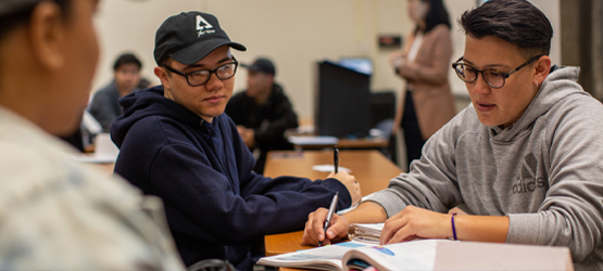 Students working together in class