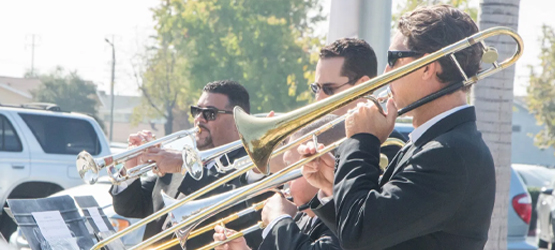 Musicians playing trumpets