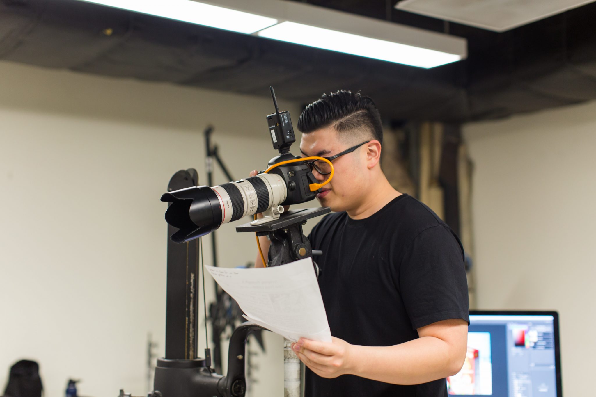 Student using a camera