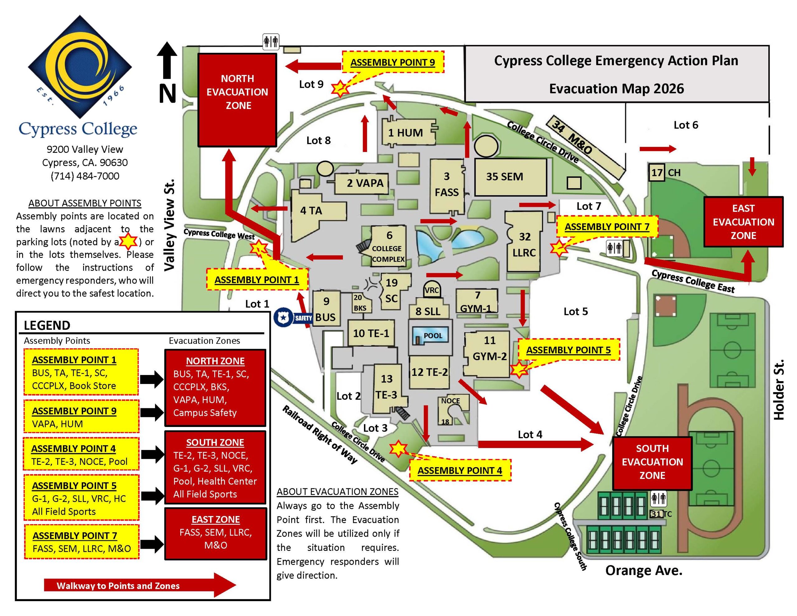 Cypress College Evacuation Map 2024