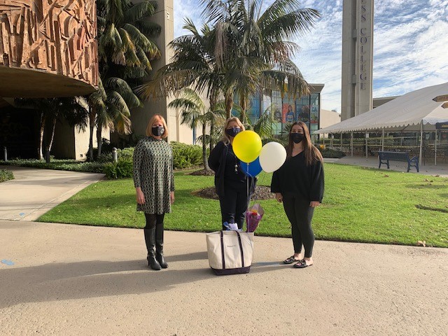 Dr. Schilling, Dr. Reiland, and Teacher of the Year Amanda Gargano