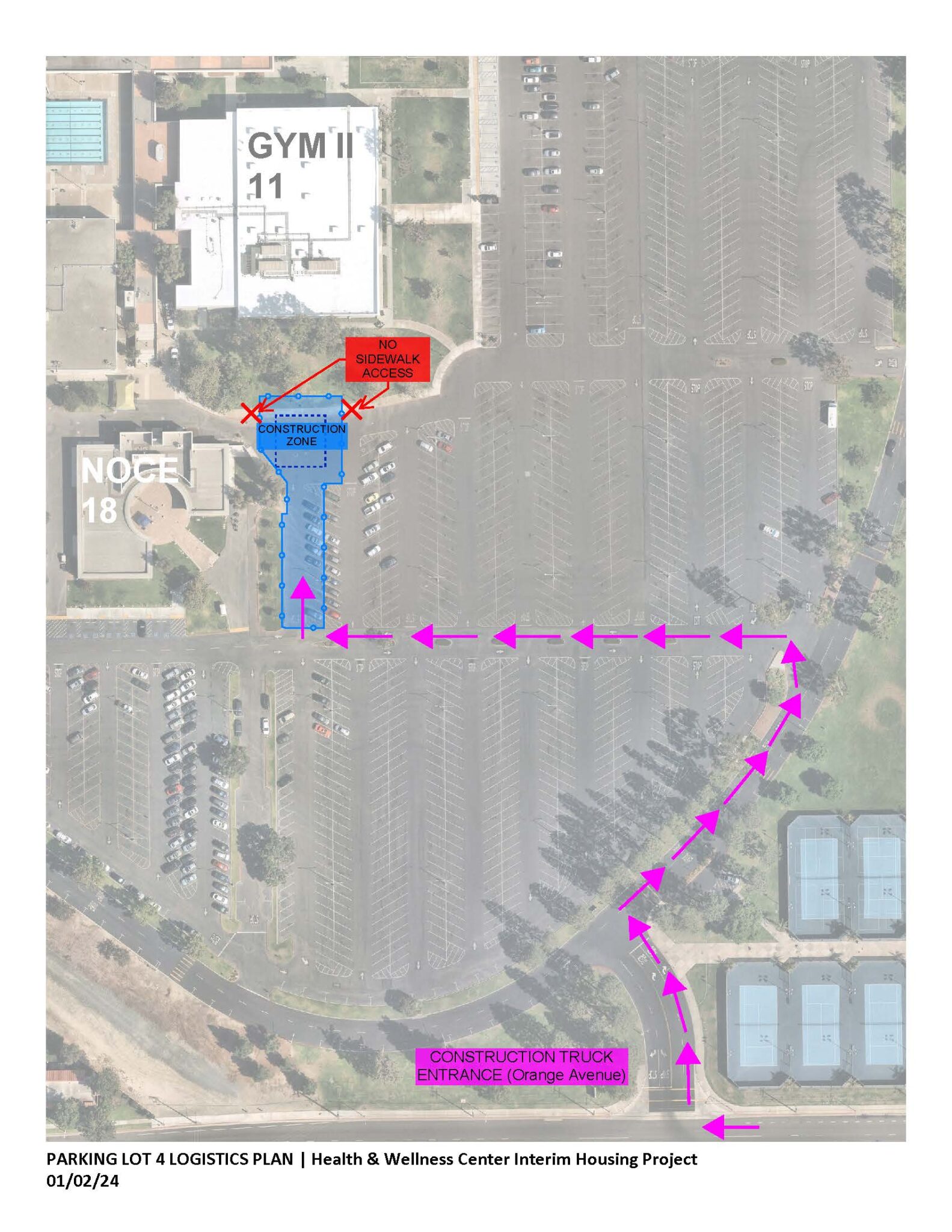 Map of campus with construction zones