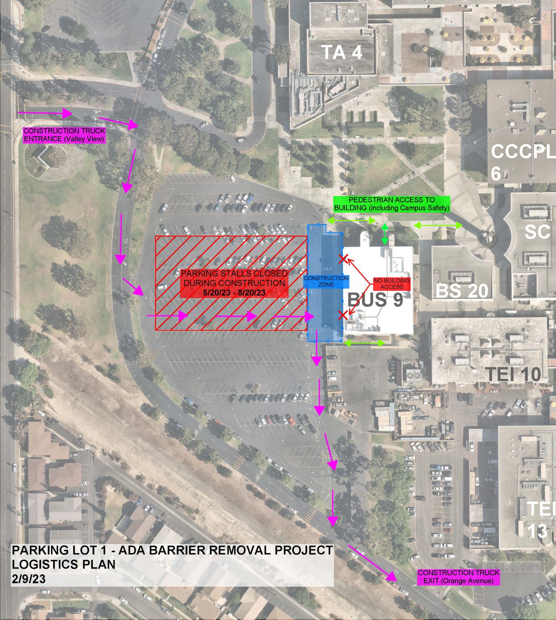 Map of Lot 1 with construction