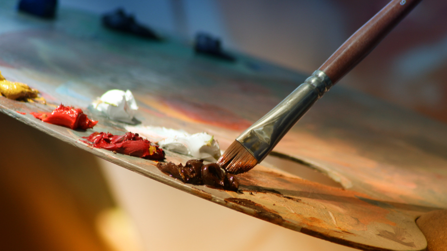 Painter's palette and brush