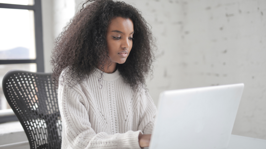 Woman using a laptop