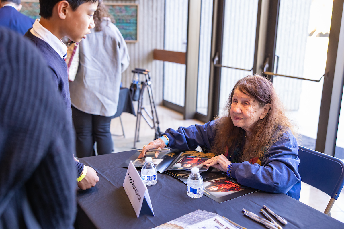 Leah Bernstein speaks with students.