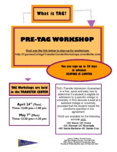 Pre-TAG Workshop flyer