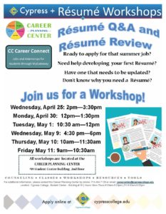 Resume Workshops flyer