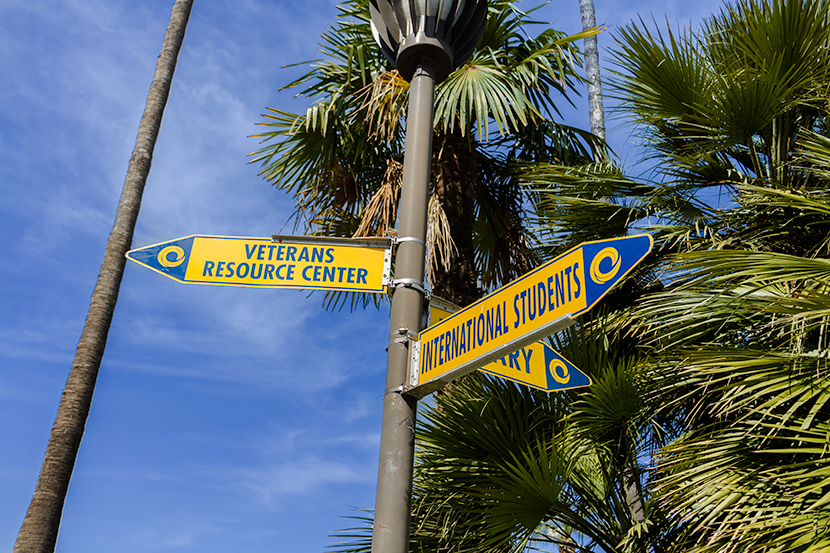 Directional signs on Cypress College campus