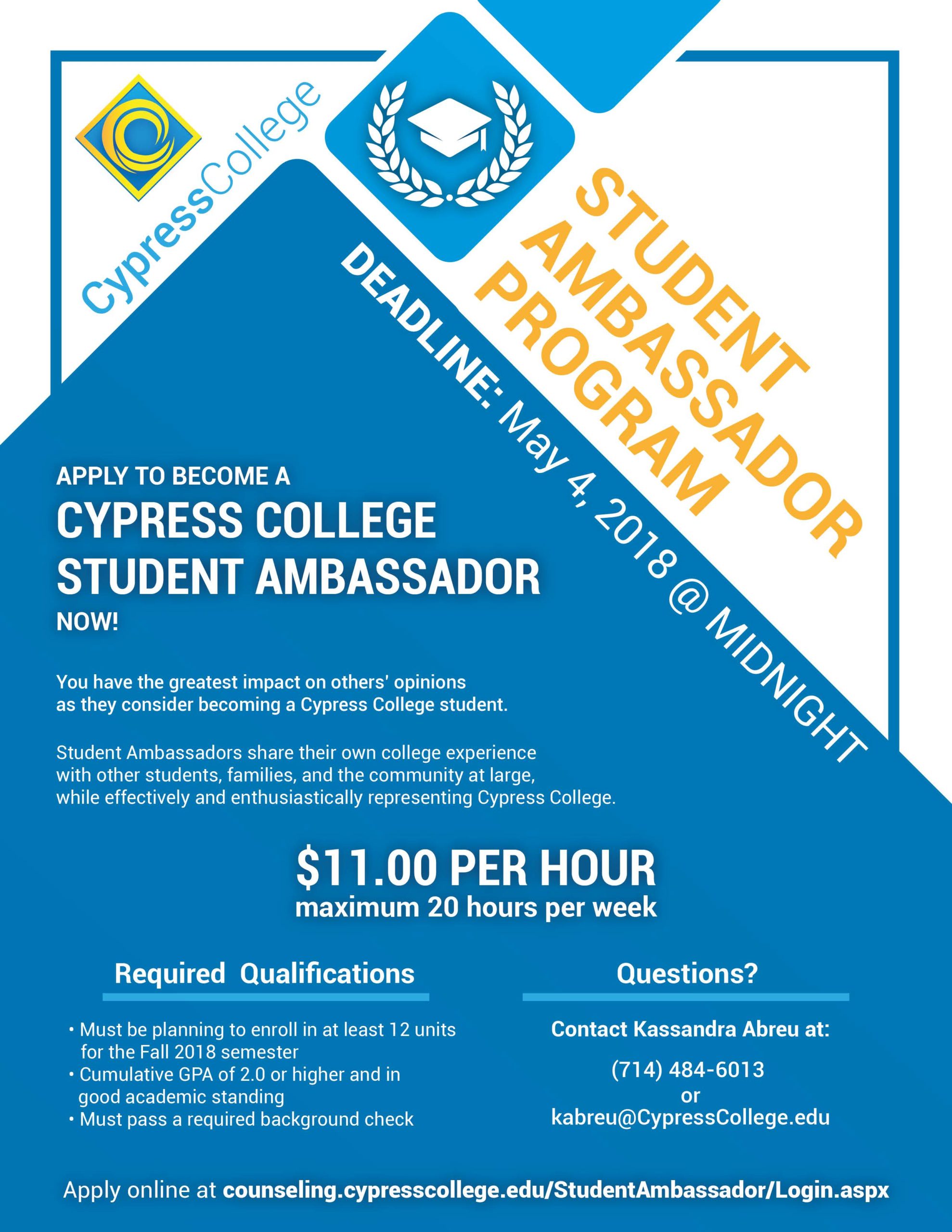 Student Ambassador Program Application flyer