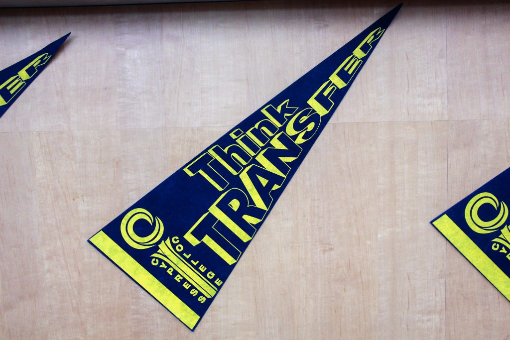 Pennants that say "Think Transfer"