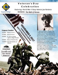 Veteran's Day Celebration flyer