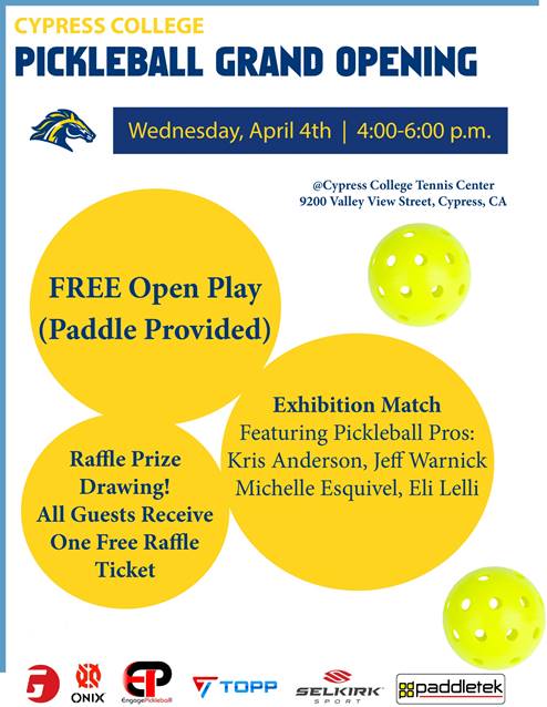 Pickleball Grand Opening flyer