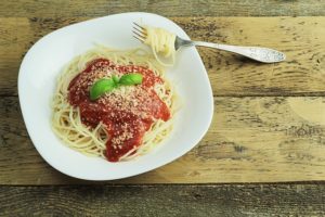 Plate of spaghetti with sauce